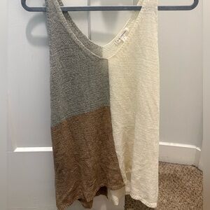 Blu Pepper Colorblock Knit Tank Top Size Large Neutral Brown Cream Sleeveless